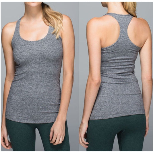 Lululemon Cool Sleeveless Scoop Neck Racerback Tank Top Heathered Deep Coal