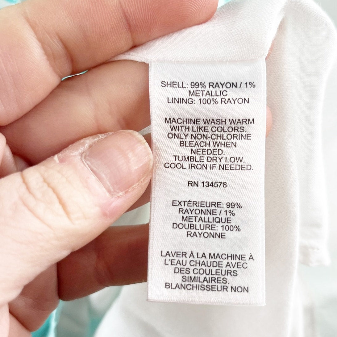 Vineyard Vines Short Flutter Sleeve Tiered Smocked Waist Mini Dress Mint Green S