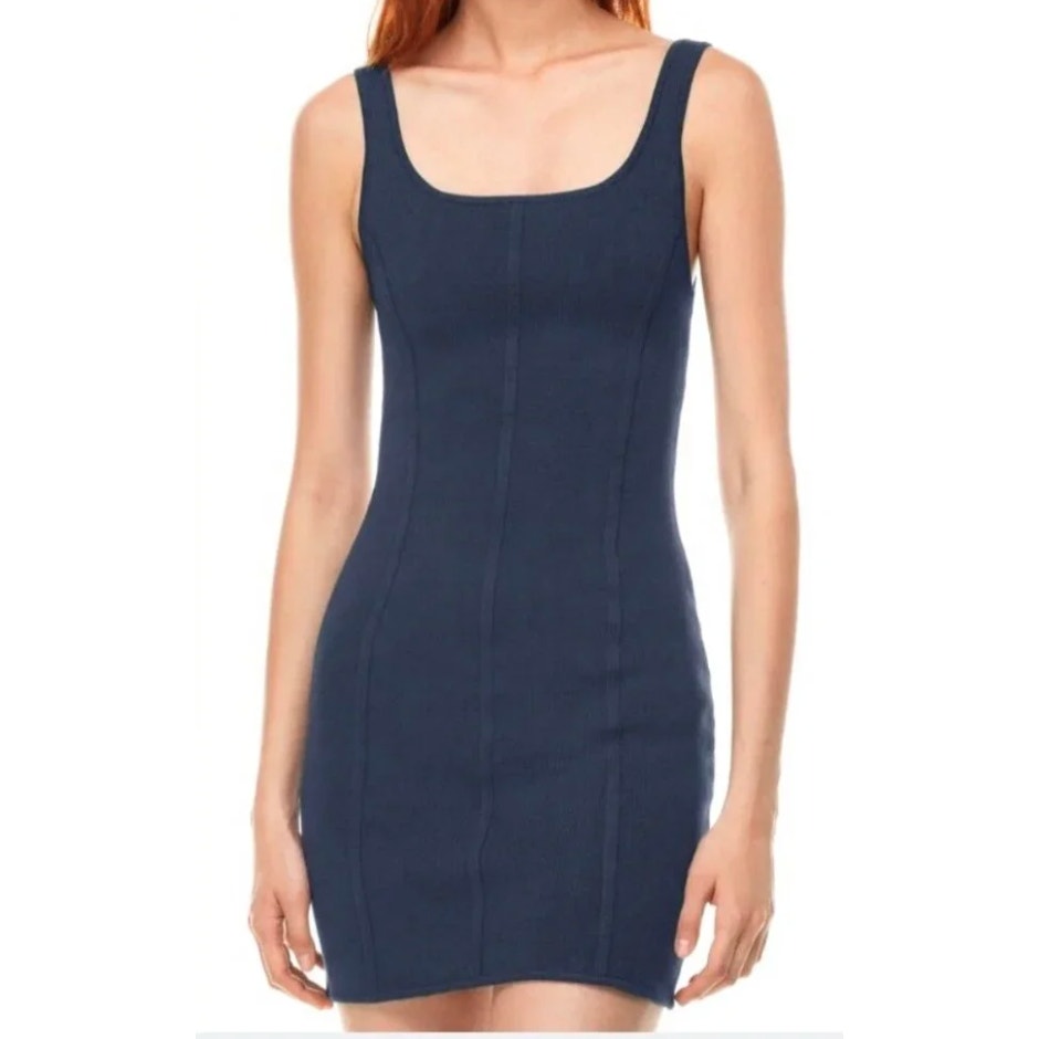 Aritzia Babaton Sculpt Knit Bustier Bodycon Bandage Mini Dress Navy Blue XXS