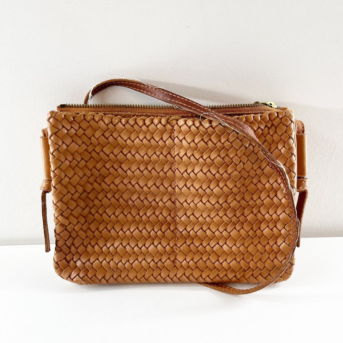 Madewell The Knotted Woven Leather Crossbody Bag Purse Tan Brown