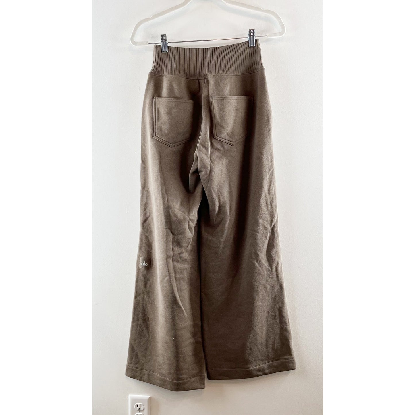 Alo Yoga Serenity Soft French Terry High Waisted Wide Leg Sweatpants Truffle XS