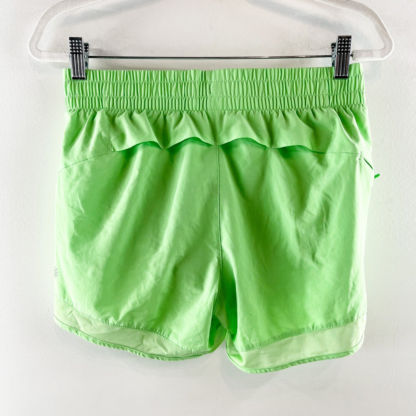Athleta Mesh Racer Run Shorts 4" Lime Neon Green Small