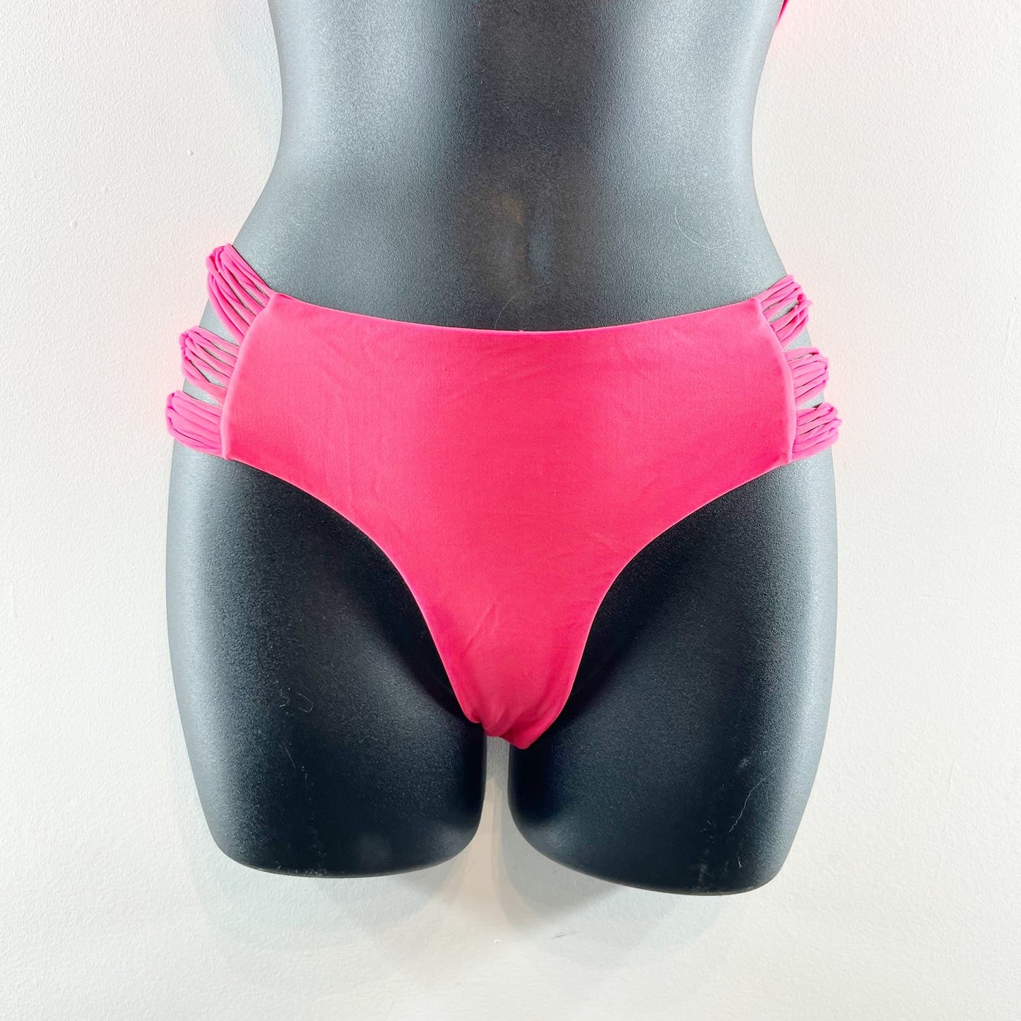 MIKOH Sunset Multi Strap Bandeau Bikini Top & Velzyland Bikini Bottom Pink M