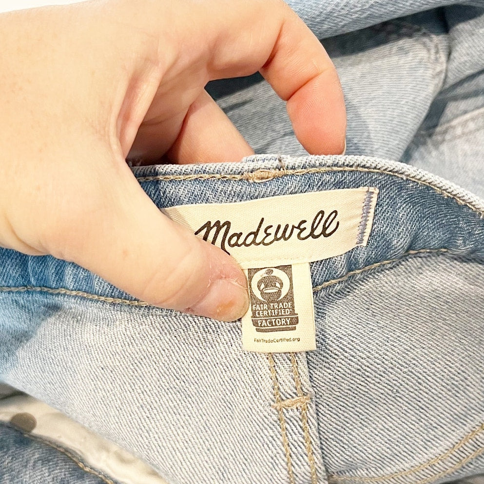 Madewell High Rise Stovepipe Raw Hem Jeans in Devoe Wash Blue 28 / 6