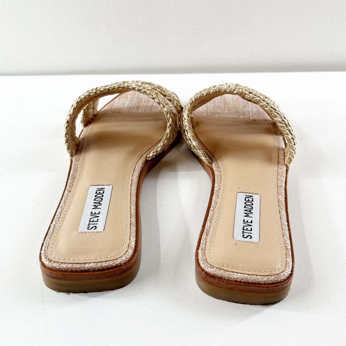 Steve Madden Hazel Slide Sandals in Natural Raffia Tan 8.5