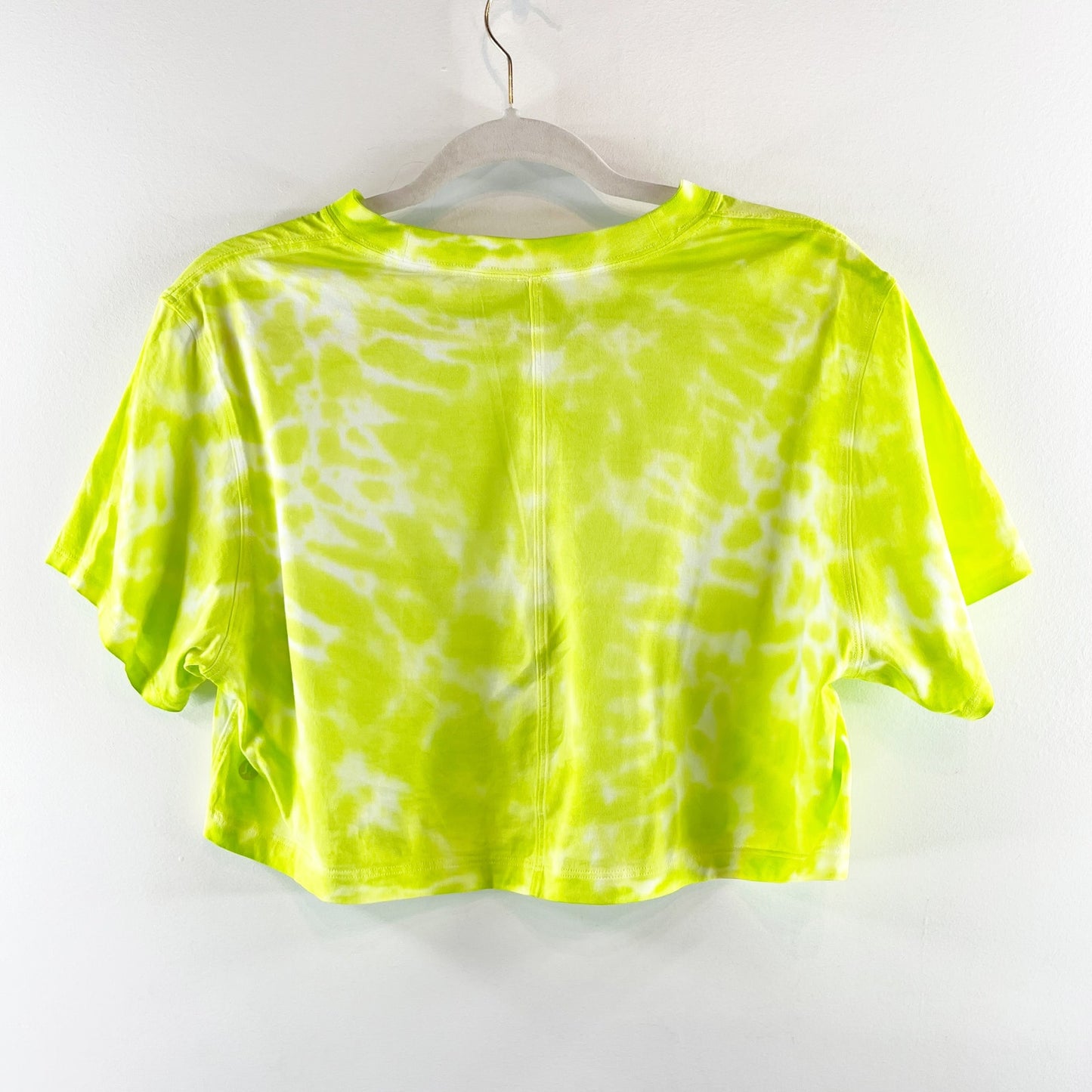 Lululemon All Yours Cropped Cotton T-Shirt Tie Dye Neon Yellow Medium