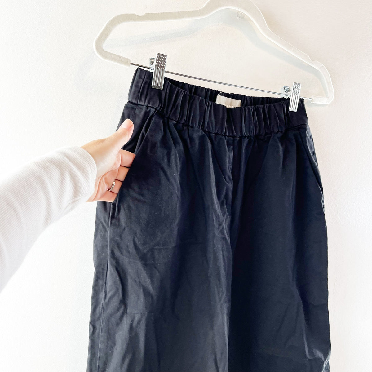 Everlane Pull On High Waisted Cotton Twill The Easy Pants Black Small