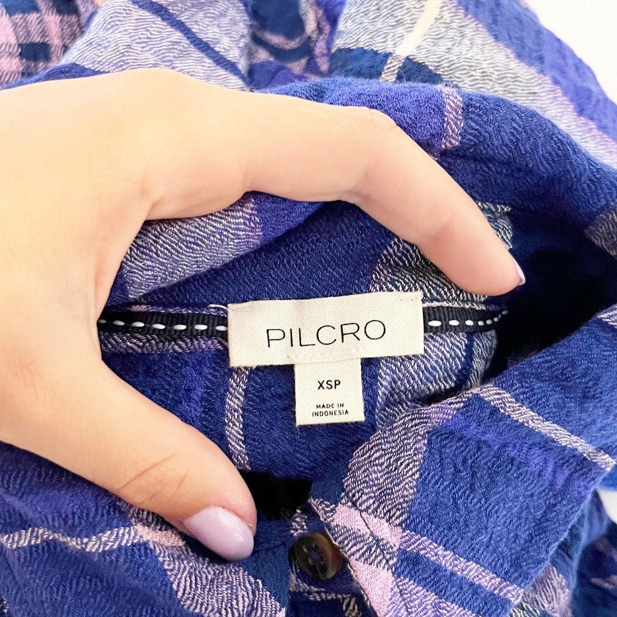 Pilcro Anthropologie Hadley Long Sleeve Button Up Plaid Flannel Shirt Blue XS P