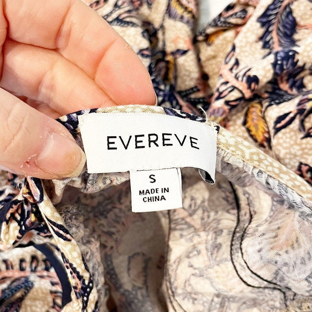 Evereve Oliver Floral Gathered Balloon Sleeve Blouse Top Multi Small