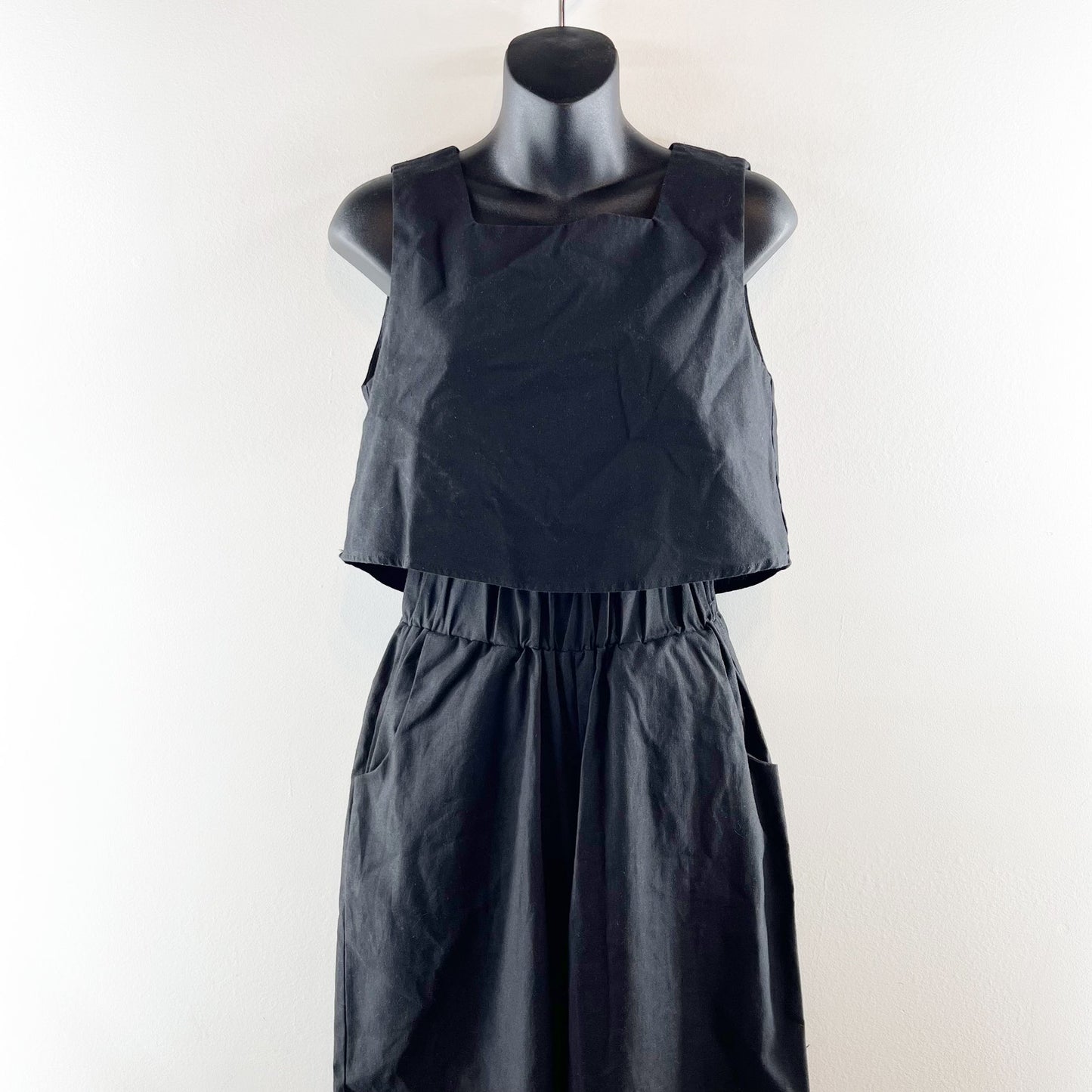 kourt Willow Sleeveless Top & Cropped Wide Leg Linen Blend Pant Set Black XS