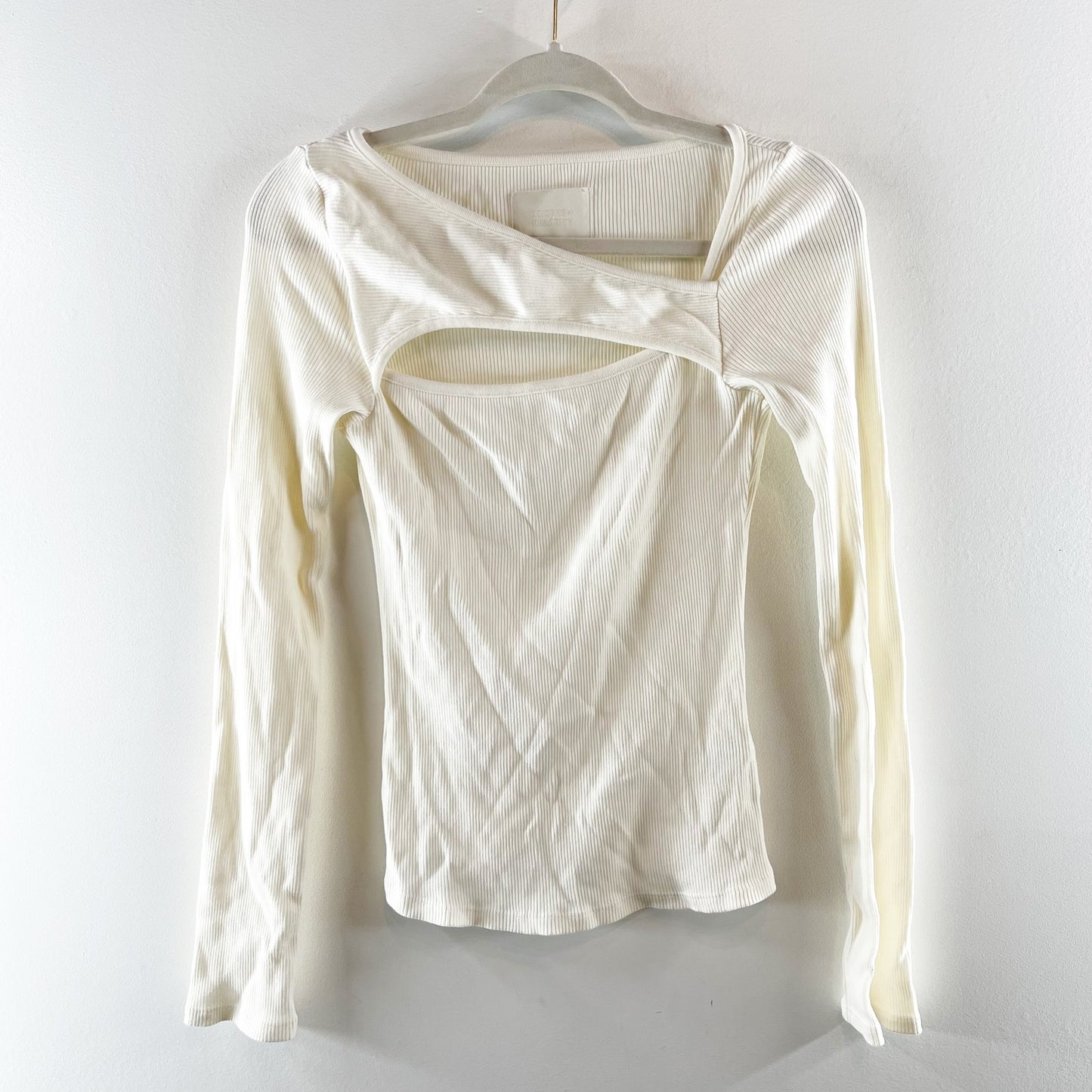 Citizens of Humanity Iris Cutout Ribbed Long Sleeve Tee Top Shirt White Small