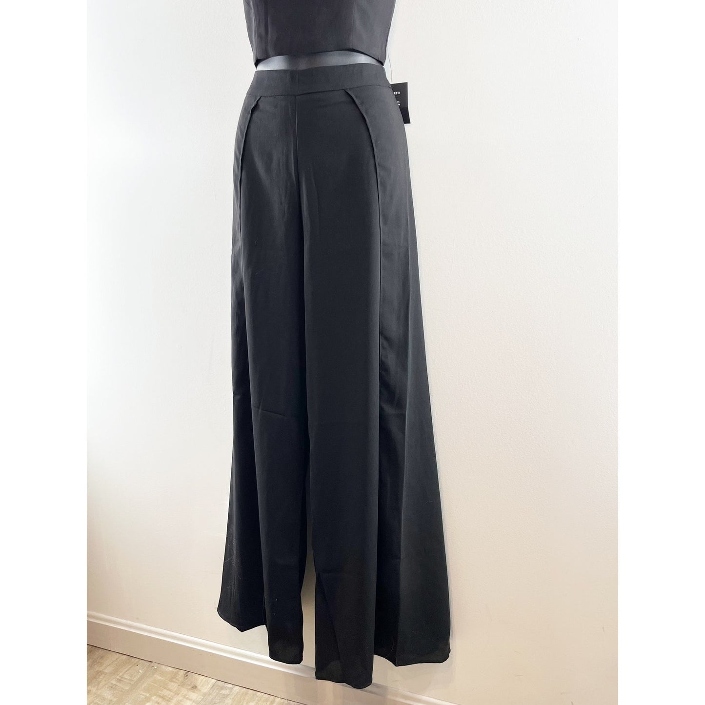 Lulus Out Tonight Sleeveless Side Slit Wide Leg Two-Piece Jumpsuit Black Small