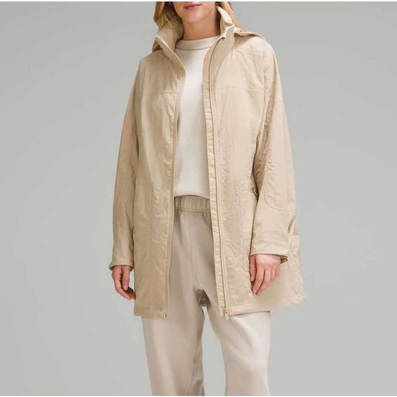 Lululemon Hooded Mid-Length Utility Jacket Trench Beige XS