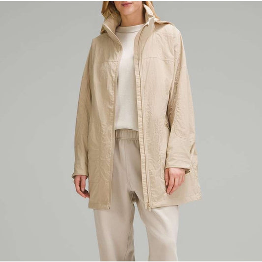 Lululemon Hooded Mid-Length Utility Jacket Trench Beige XS