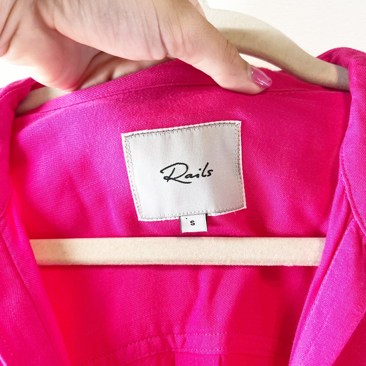 Rails Ingrid Long Sleeve Button Down Shirt Raw Hem Hibiscus Pink Small