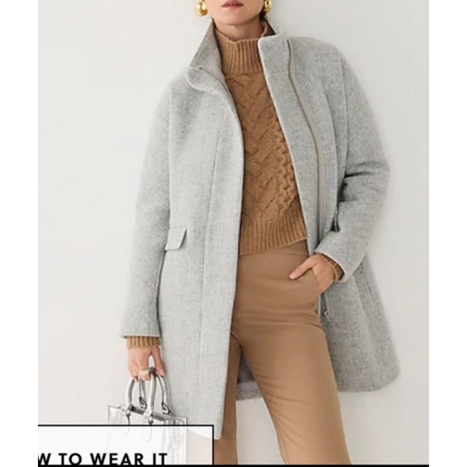 J. Crew Italian Stadium Cloth Wool Blend Long Sleeve Cocoon Overcoat Gray 24