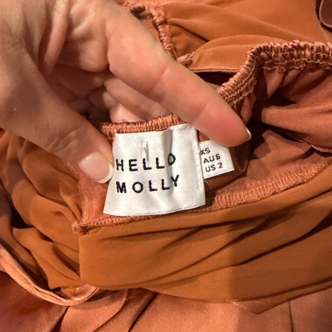 Hello Molly Piece Of Your Love Satin Maxi Dress Rust Coral Peach Pink 2