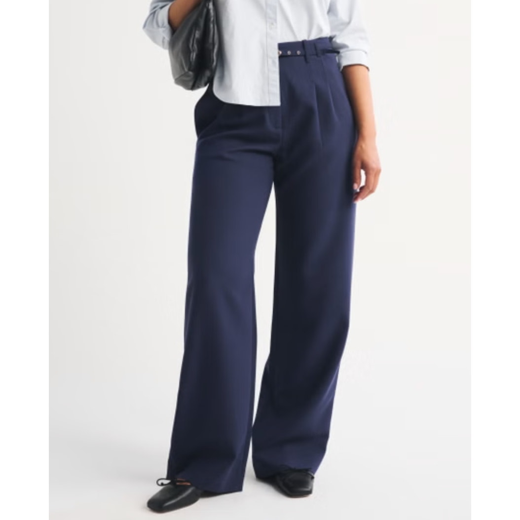 Abercrombie Sloane Tailored High Rise Trouser Pants Navy Blue 00 Short