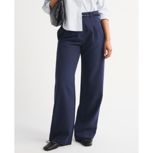 Abercrombie Sloane Tailored High Rise Trouser Pants Navy Blue 00 Short