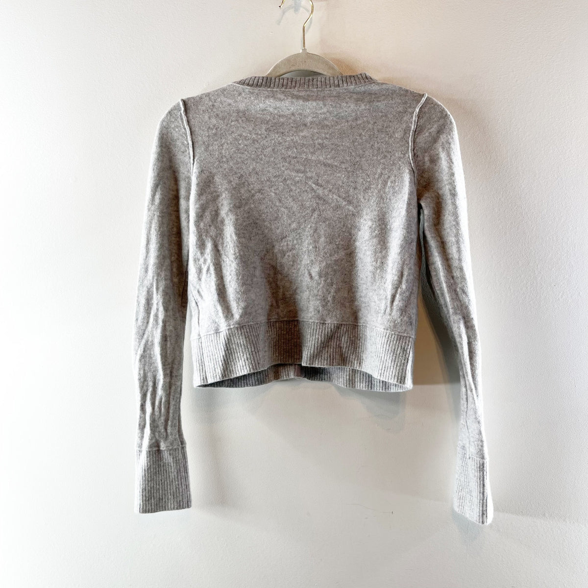 Free People Wool Cashmere Long Sleeve Button Front Cardigan Sweater Gray Small