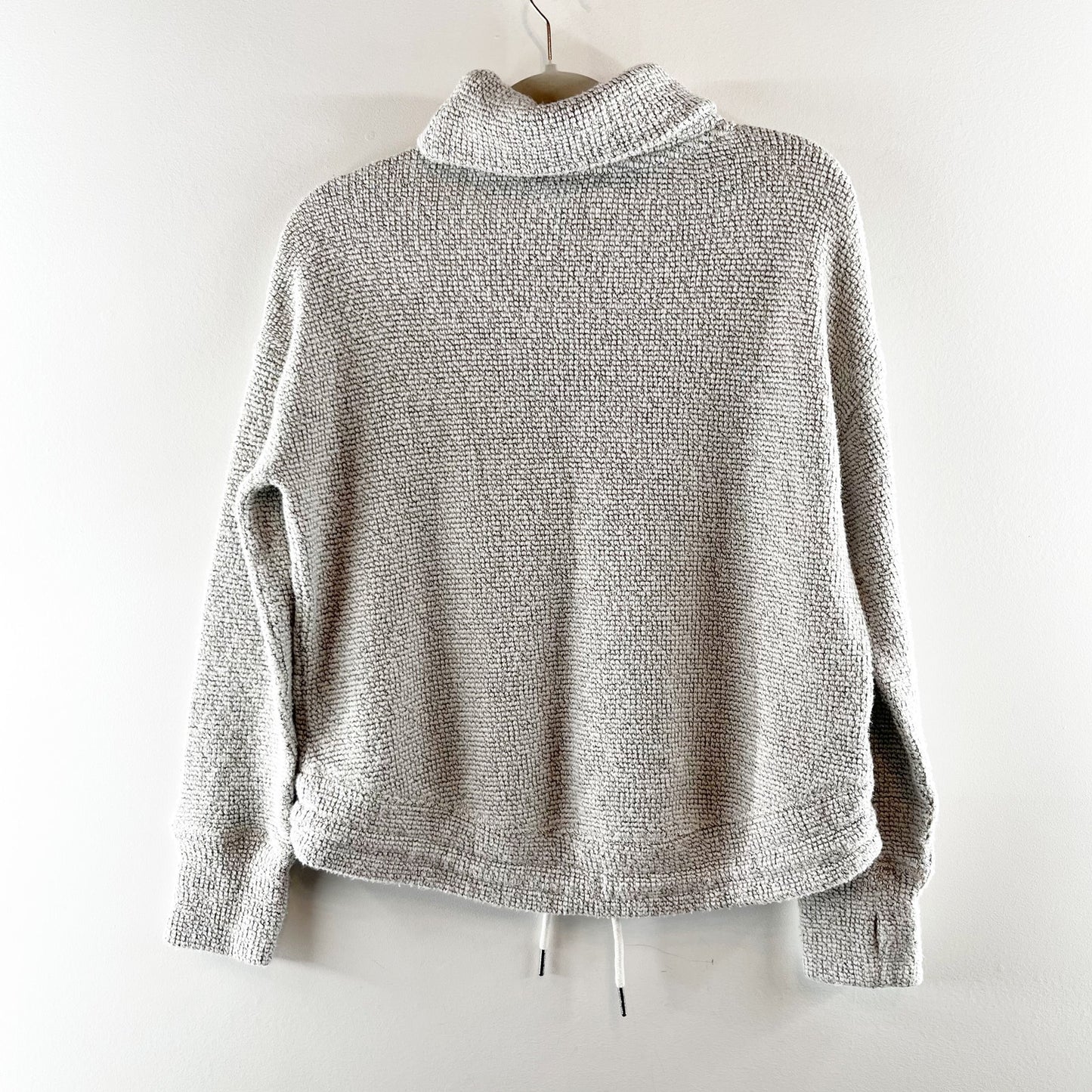 Sweaty Betty Restful Boucle Cowl Mock Neck Long Sleeve Waffle Sweatshirt Gray S
