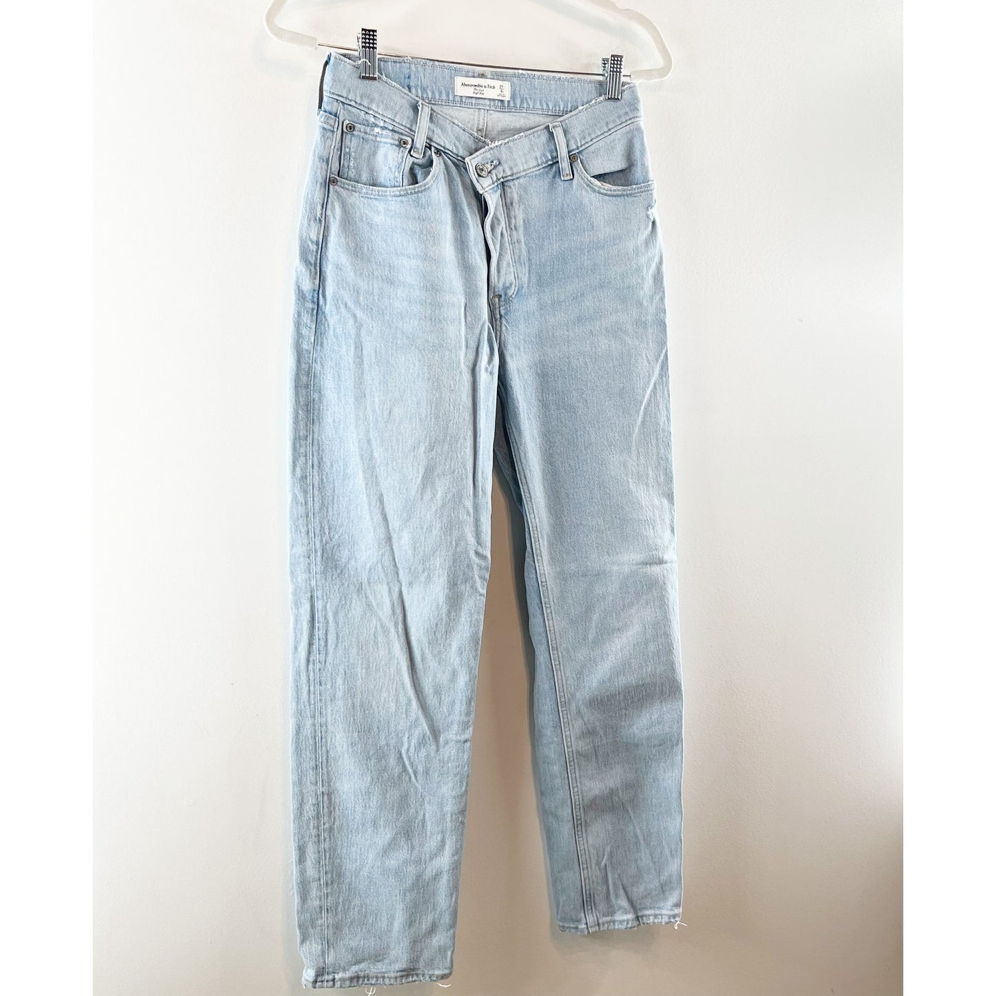 Abercrombie & Fitch High Rise Criss-Cross Waist Denim Dad Jeans Blue 4R / 27