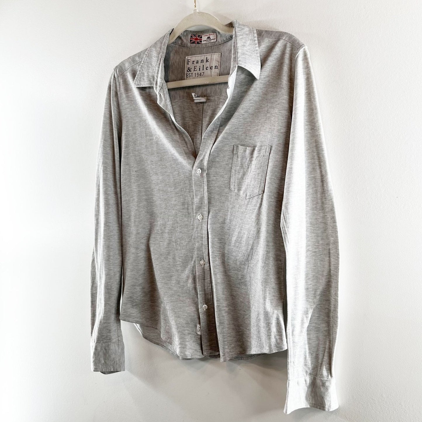 Frank & Eileen Cotton Barry Button Up Long Sleeve Shirt Gray Small