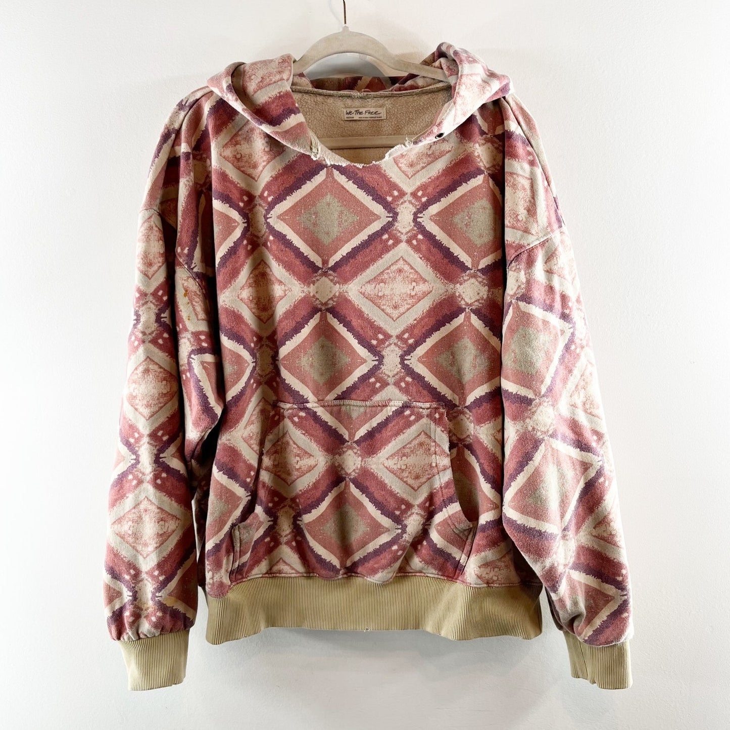 Free People We The Free It’s A Vibe Printed Hoodie In Warm Combo Pink Red Medium