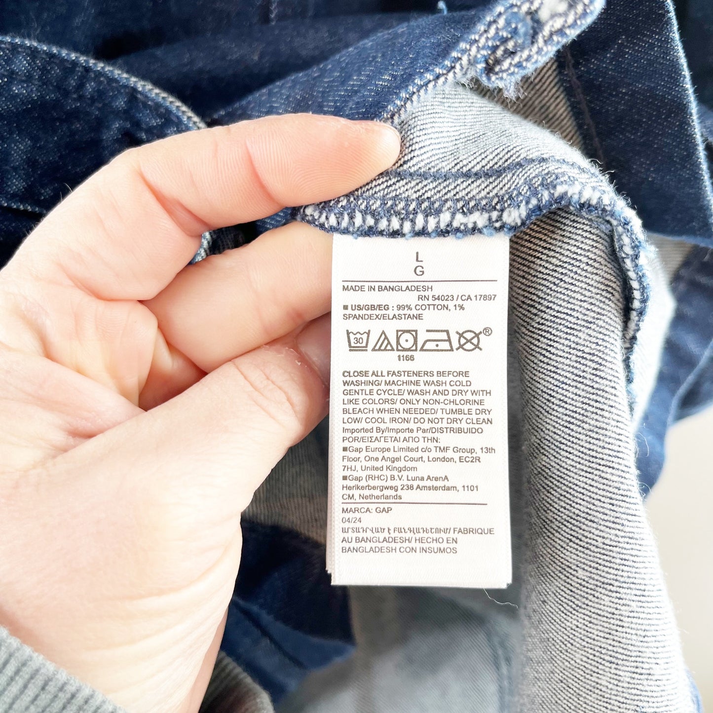 GAP Long Sleeve Button Up Mini Denim Shirt Dress Dark Wash Blue Large