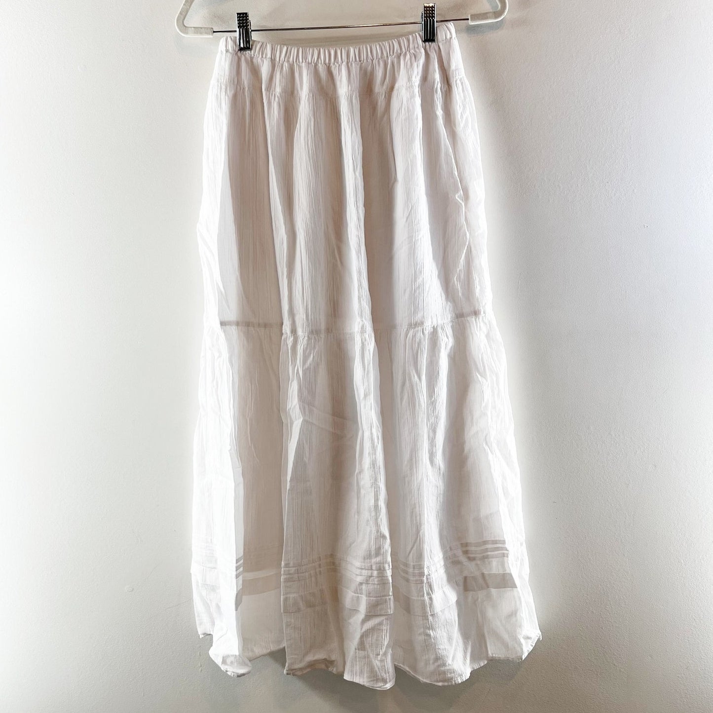 Uniqlo Cotton Tiered Boho Maxi Skirt White Small