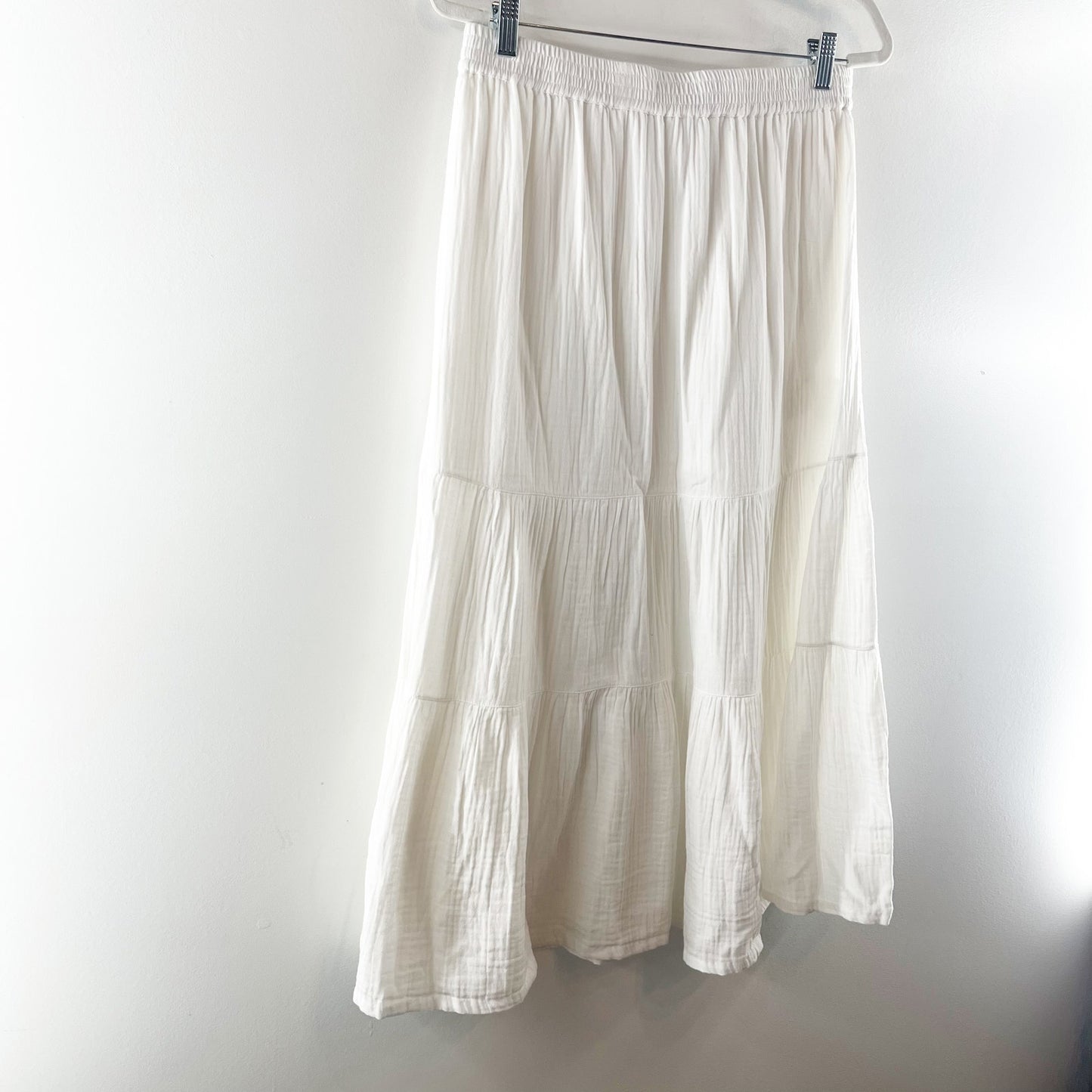 Faherty Dream Cotton Gauze Valentina Maxi Skirt White Large