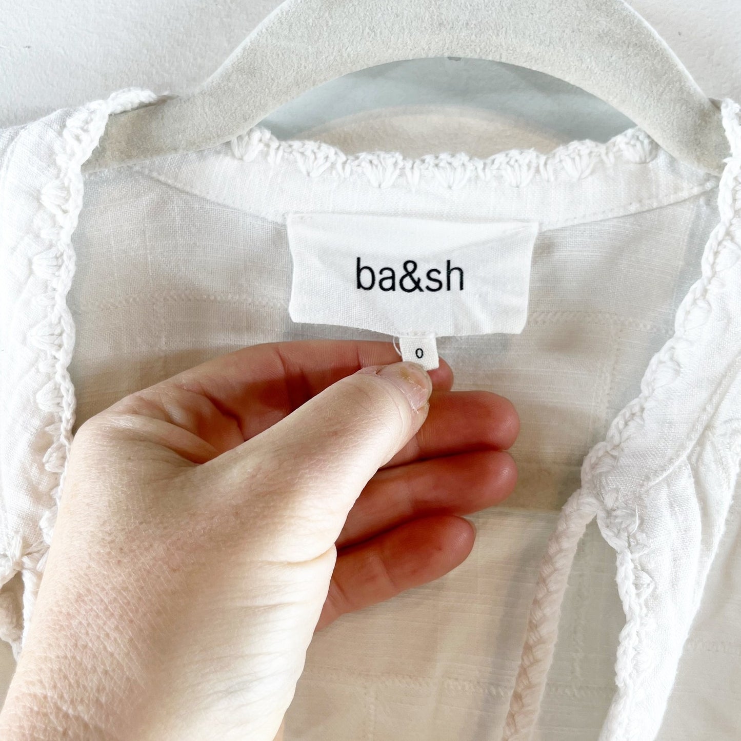 Ba&sh Ravel Long Sleeve Embroidered Eyelet Blouse Shirt Top Cotton 0 Small