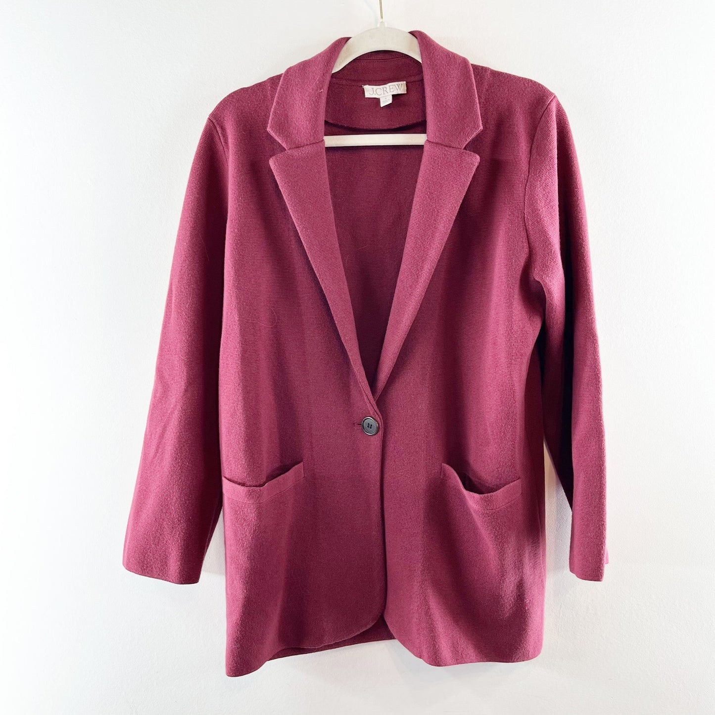 J. Crew Cecile Relaxed Sweater Blazer Jacket Cotton Berry Red Small