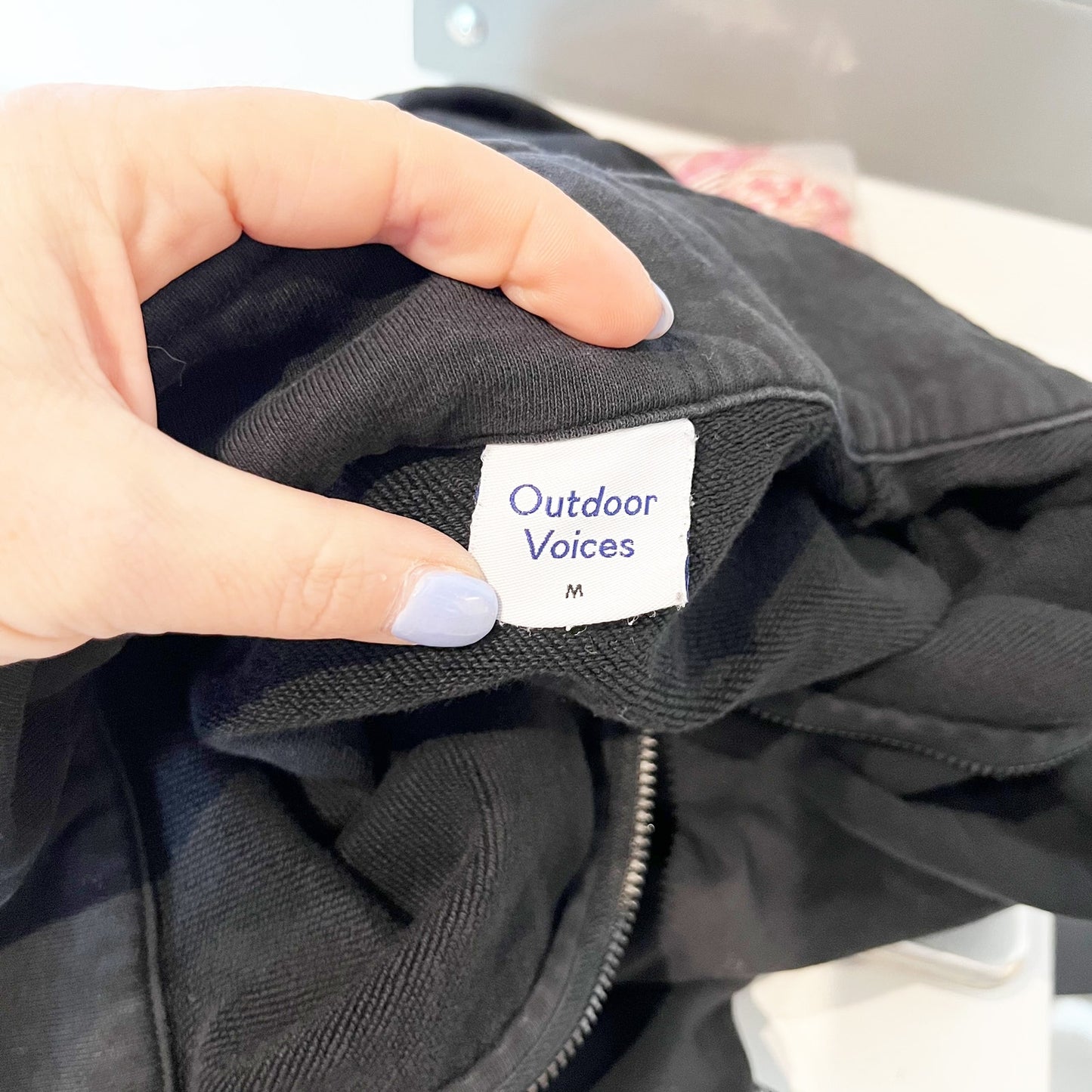 Outdoor Voices Pickup Cotton 1/4 Zip Cropped Pullover Sweatshirt Black Medium