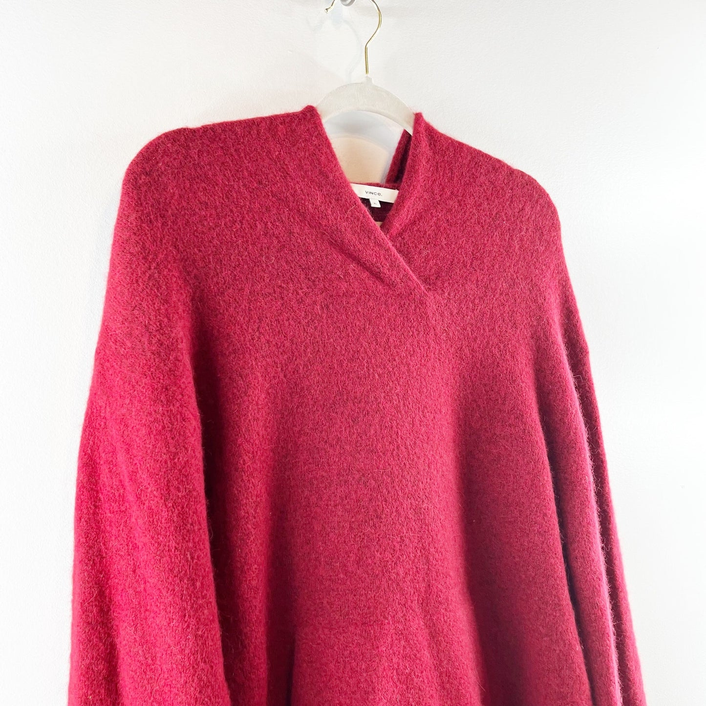 Vince Wool Blend Pullover Hoodie Sweater Red XL