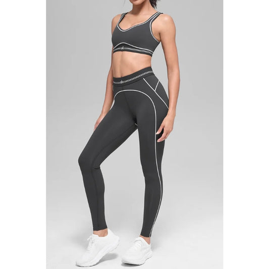 Alo Heart Throb Set Airbrush Sports Bra High-Waist 7/8 Legging Anthracite Small
