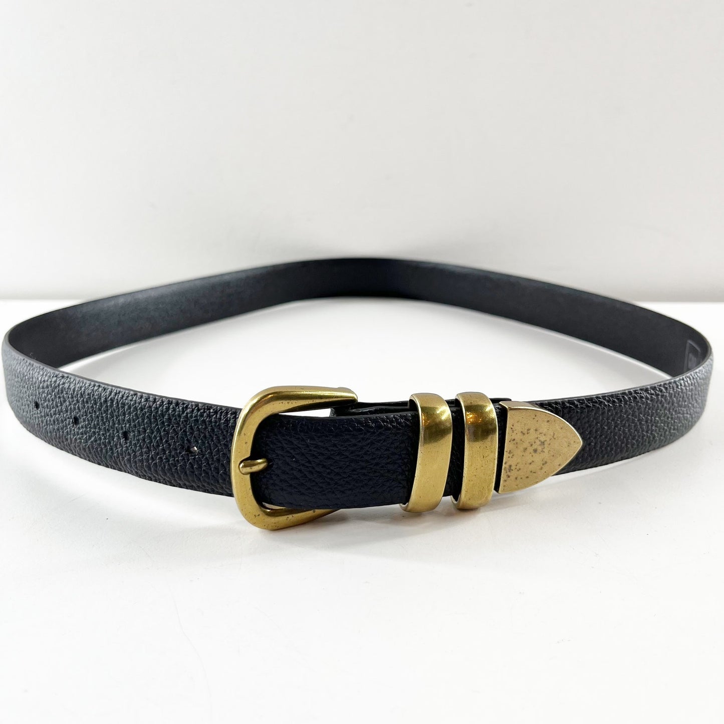 GAP Pebbled Leather Belt with Gold Buckle