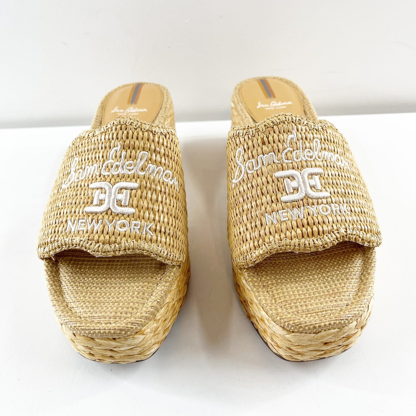 Sam Edelman Camila Slip On Espadrille Platform Wedge Slide Sandals Sand 9.5