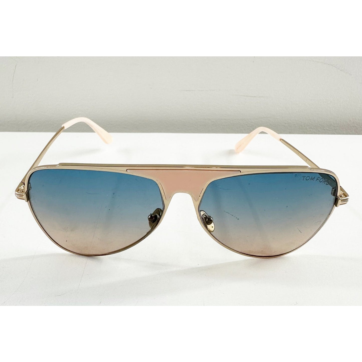 Tom Ford Metal Resin Ethan Pilot Aviator Sunglasses Pink Ombre Gradient