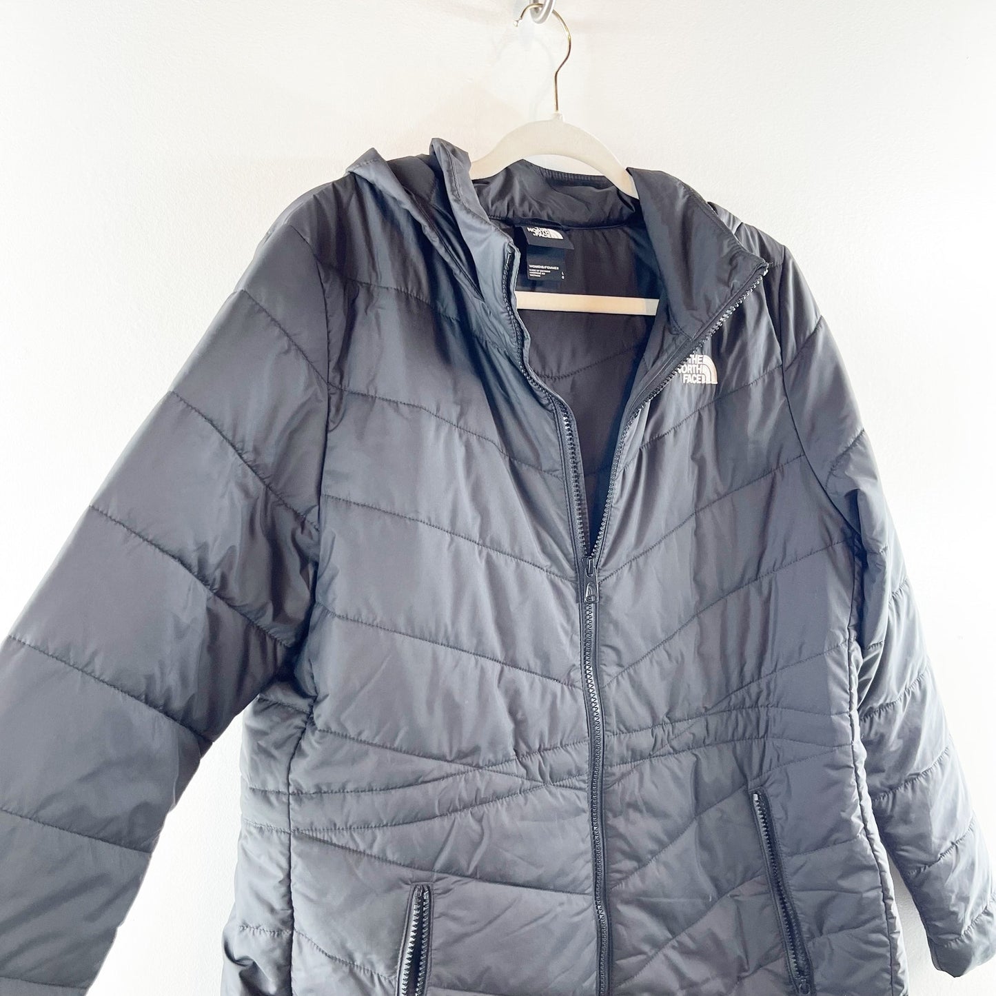 The North Face Tamburello Hooded Full Zip Quilted Parka Puffer Jacket Black L