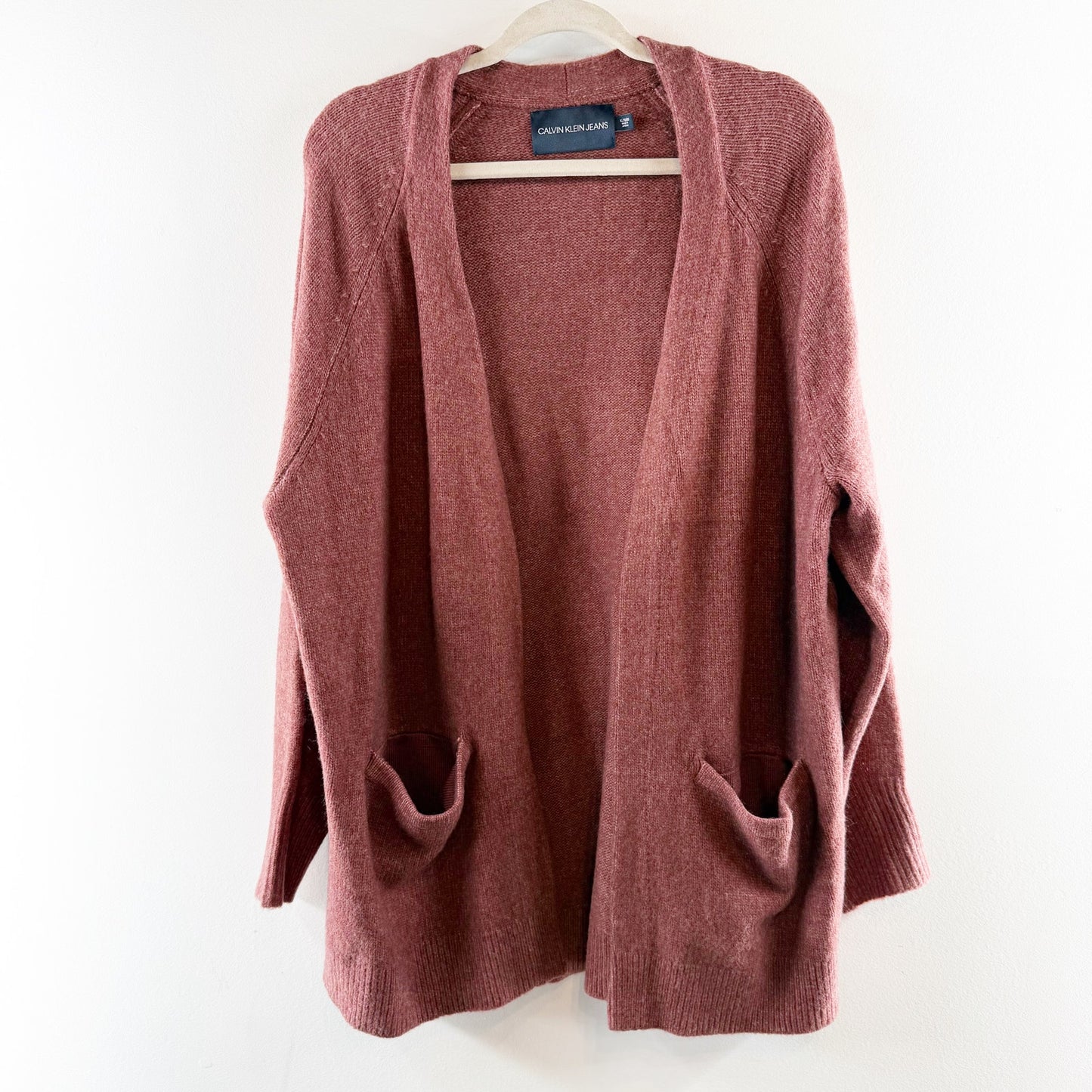 Calvin Klein Open Long Sleeve Cardigan Sweater Maroon Red XL