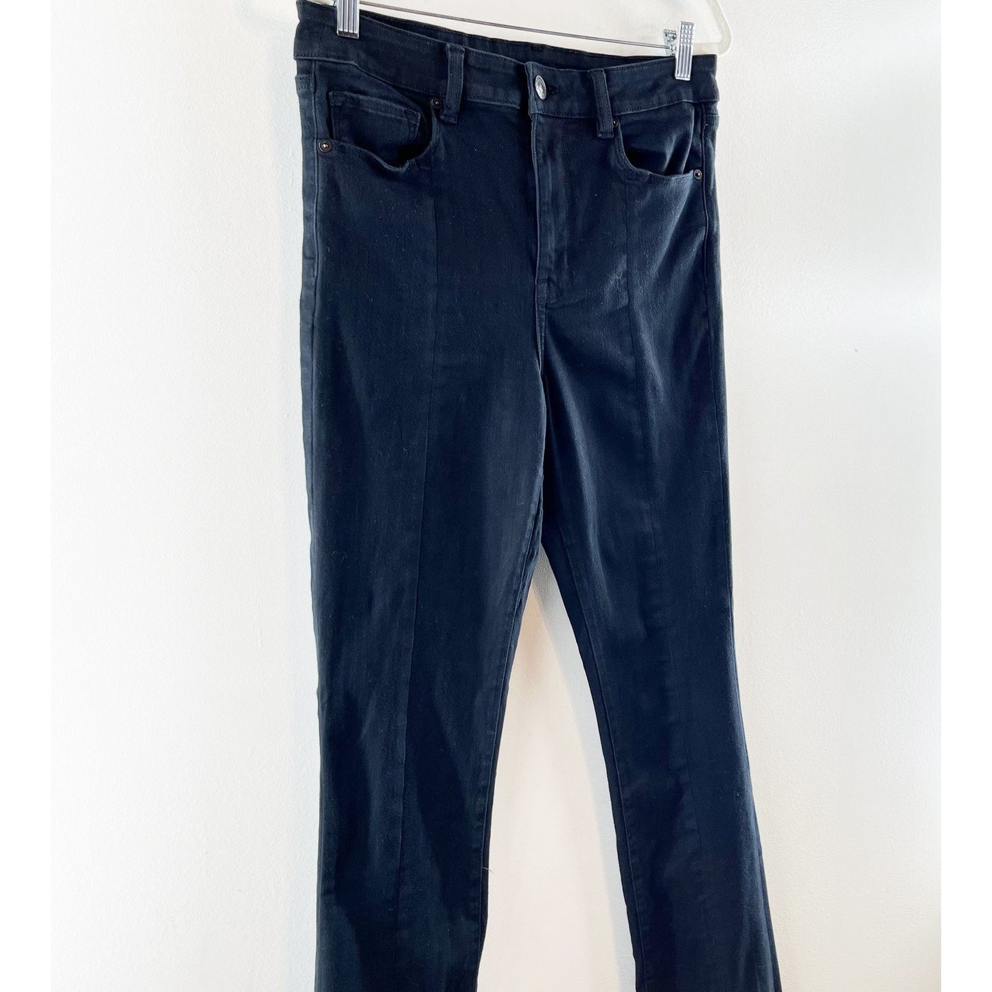 American Eagle High Rise Skinny Kick Split Hem Flare Jeans Dark Blue 12 X-Long