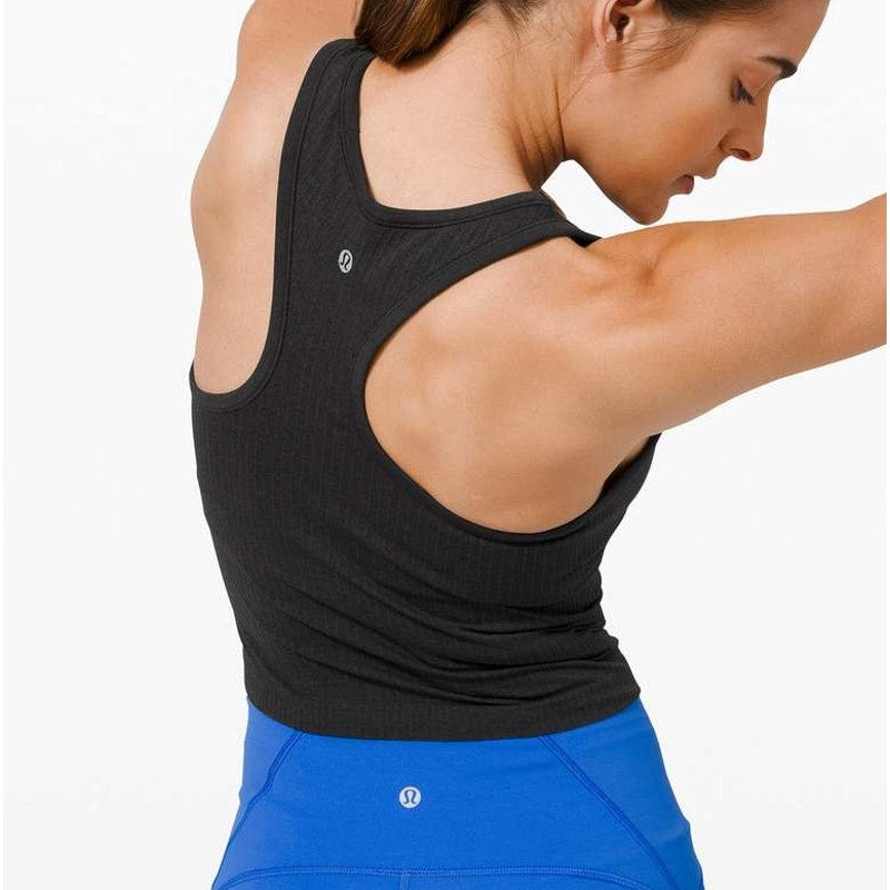 Lululemon Ebb To Street Ribbed Racerback Crop Tank Top Black 6