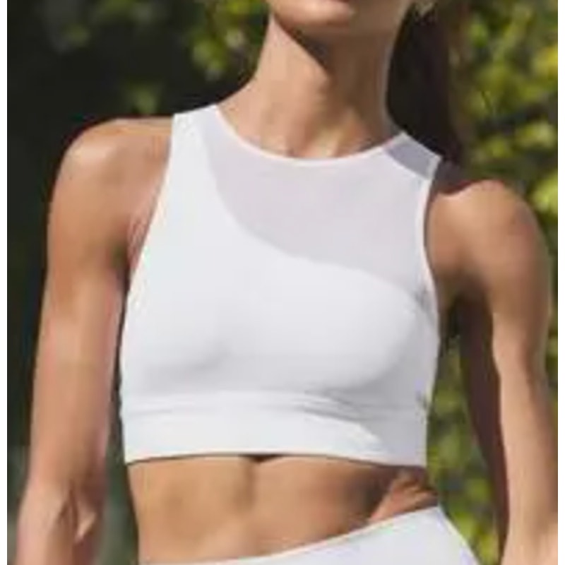 Alo Mesh Airlift Coastline Sports Bra White Small