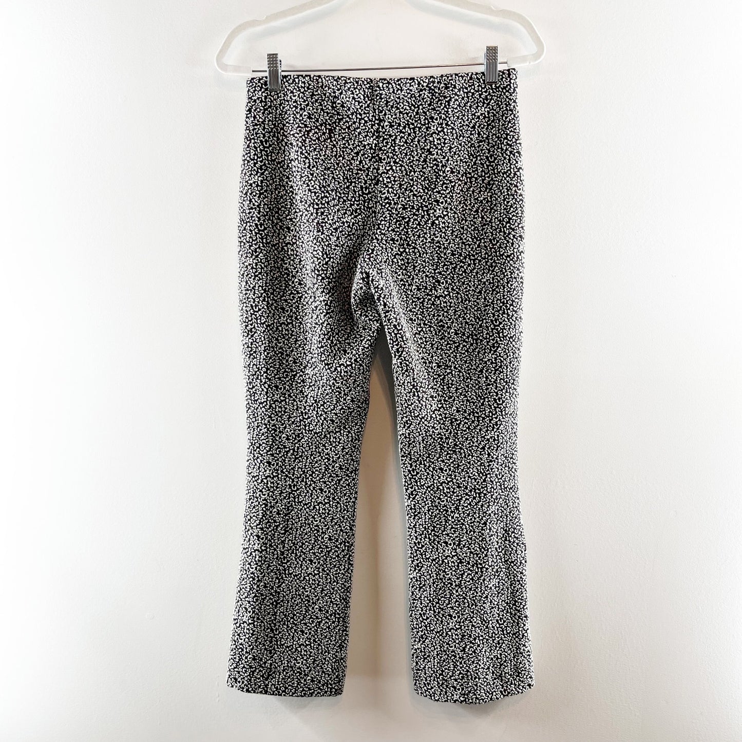 Anthropologie The Essential Leopard Cropped Flare Trousers Black White Small