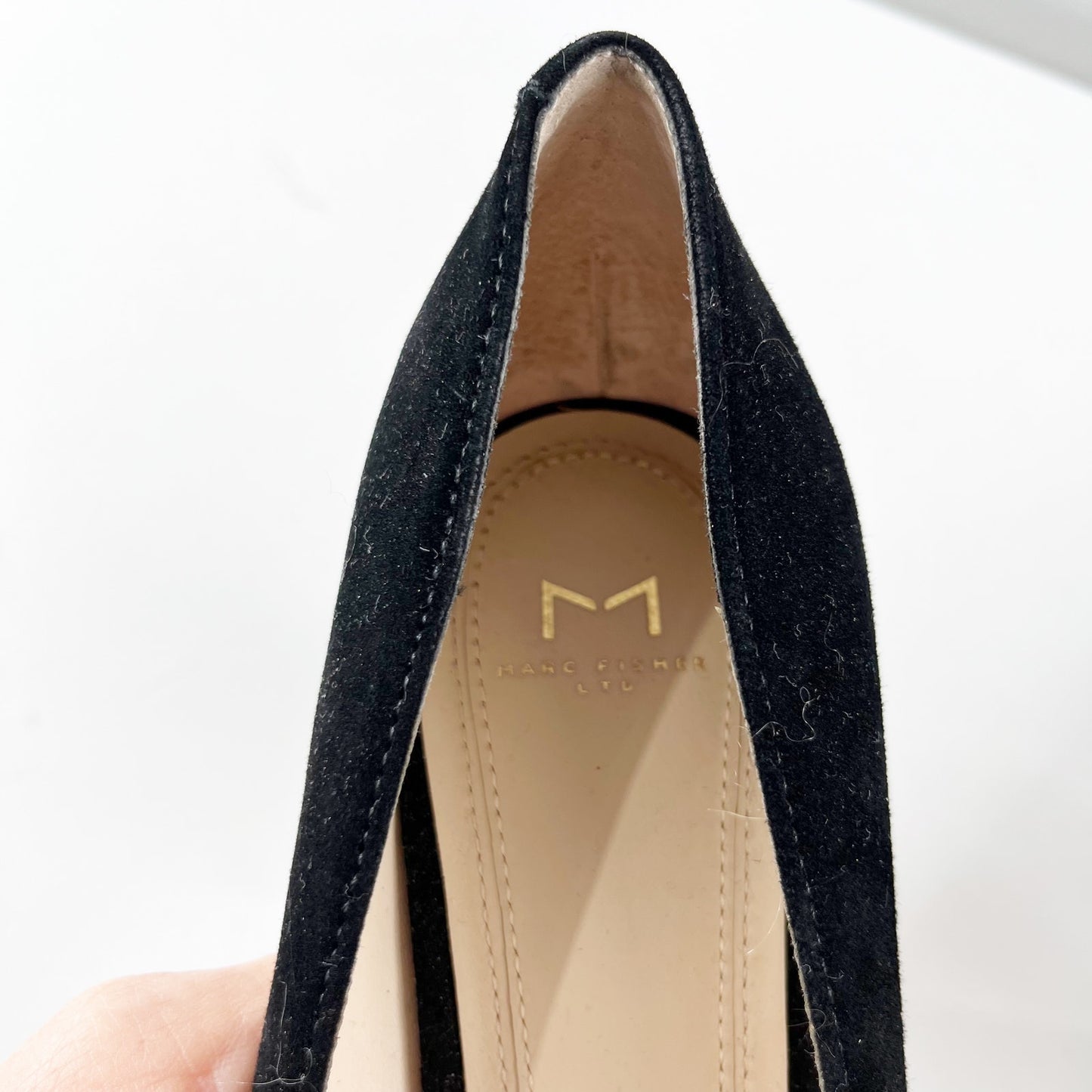 Marc Fisher Zala Pointed Toe Suede Block Heel Pumps Black 7