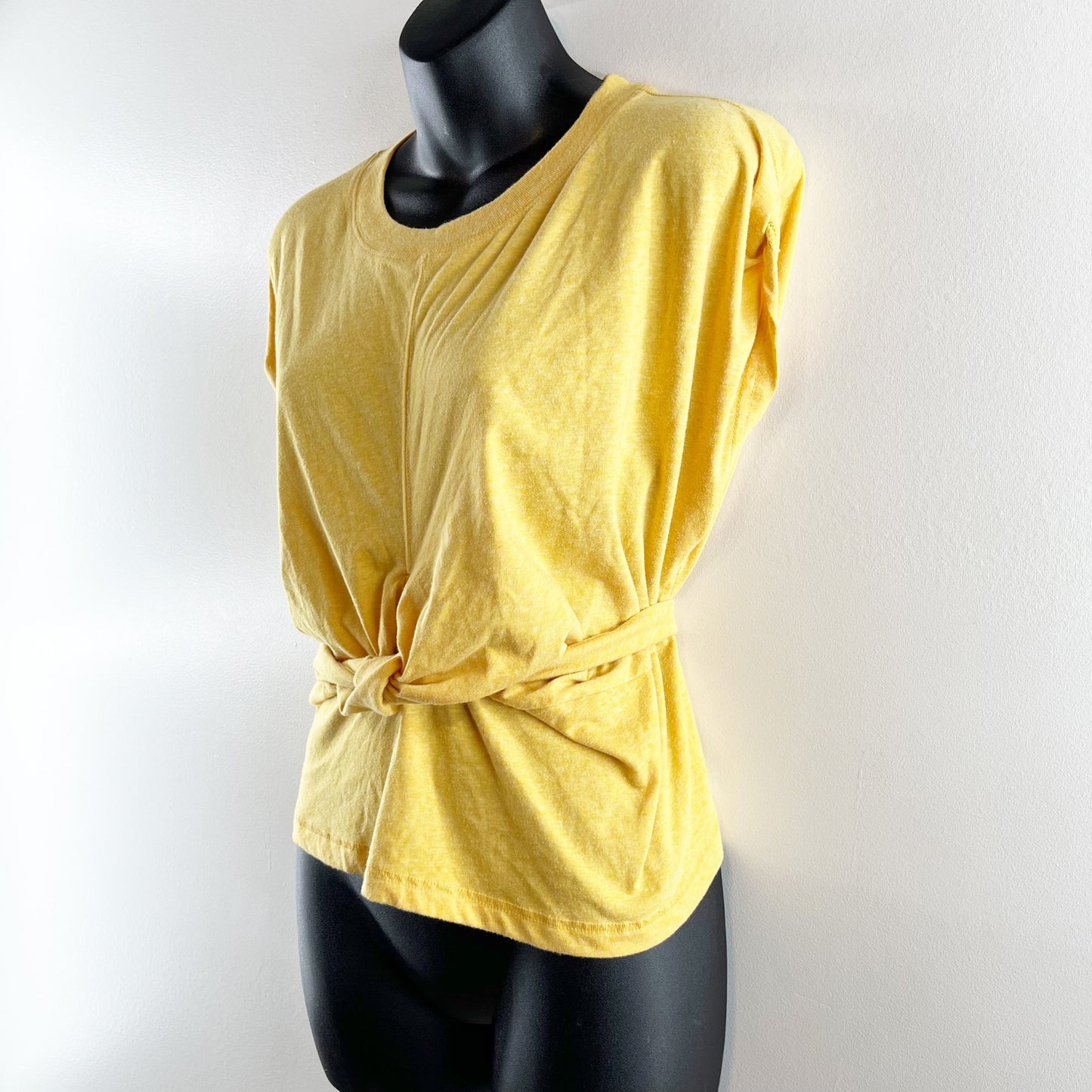 Free People Movement Swaying Sunflowers Wrap Tie Short Sleeve T-Shirt Yellow S