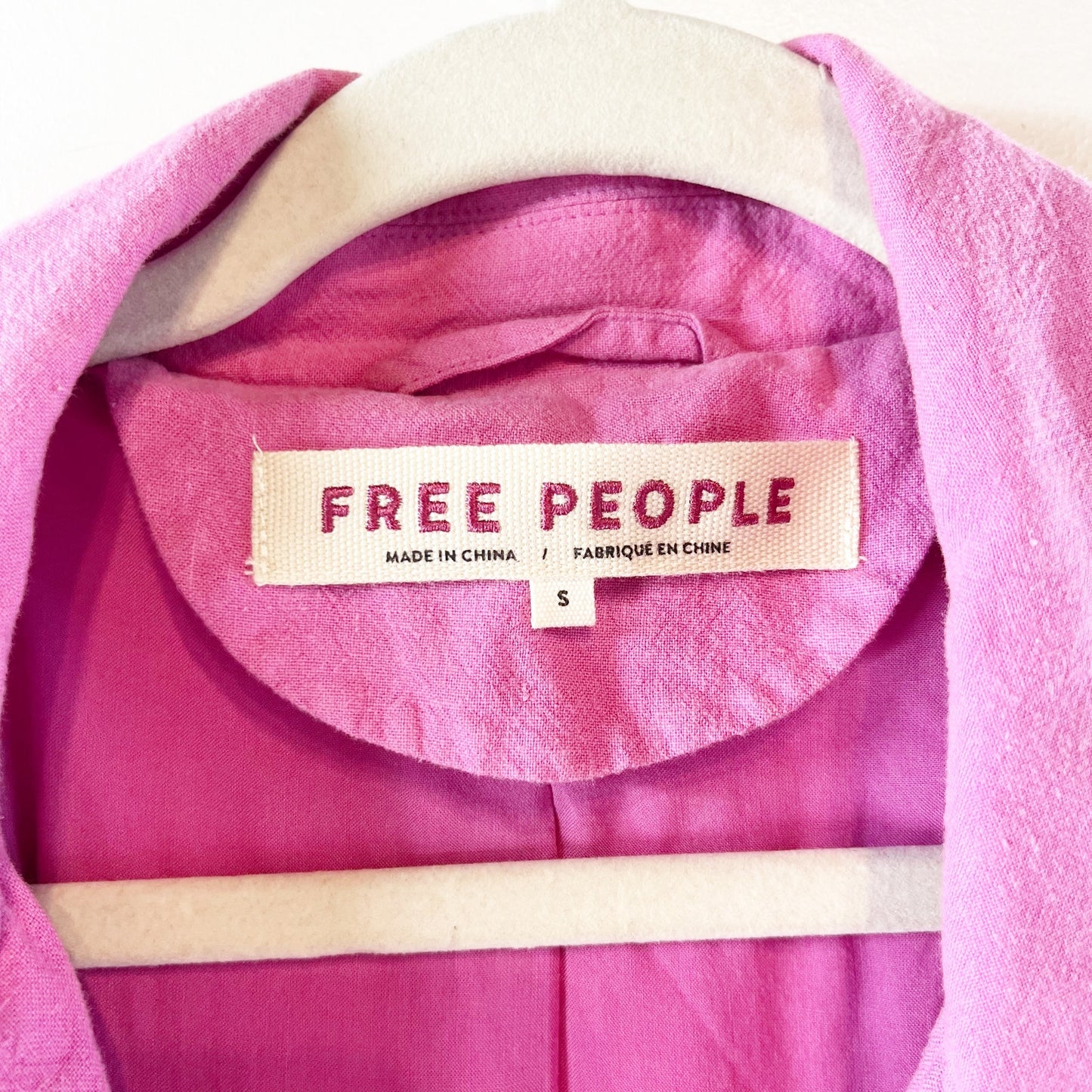 Free People Olivia Linen Blend Long Sleeve Belted Oversized Blazer Jacket Pink S