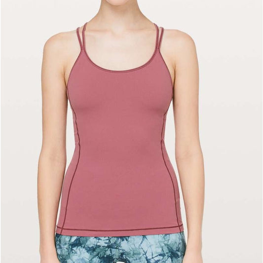 Lululemon Free To Be Scoop Neck Strappy Tank Top Nulu Misty Merlot Red 6