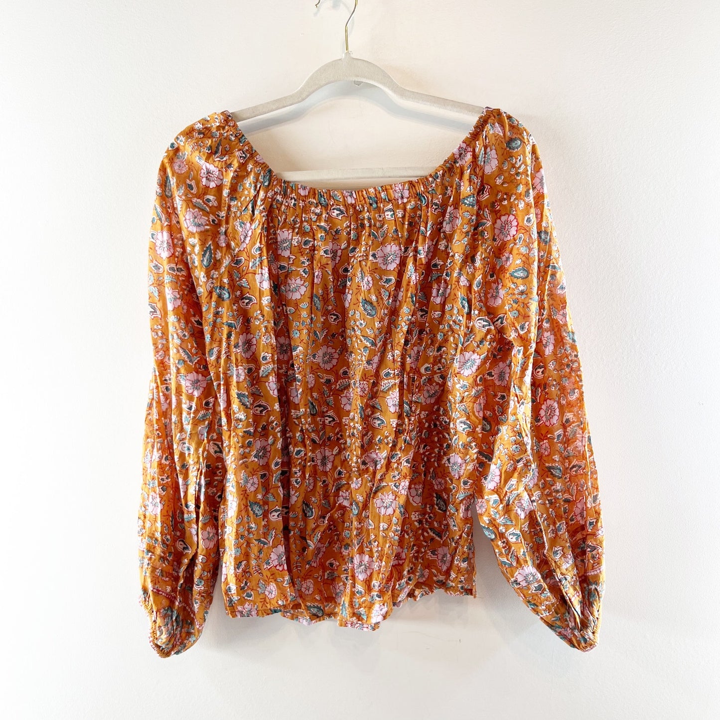 Cleobella Shania Blouson Sleeves Bouse Top Terracotta Floral Small